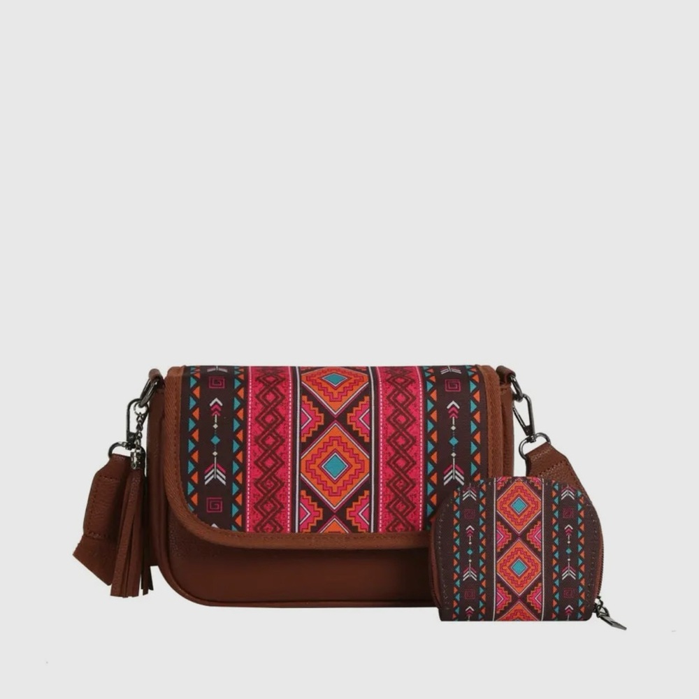 Brown‎ and Multicolor Patterned Women's Bag